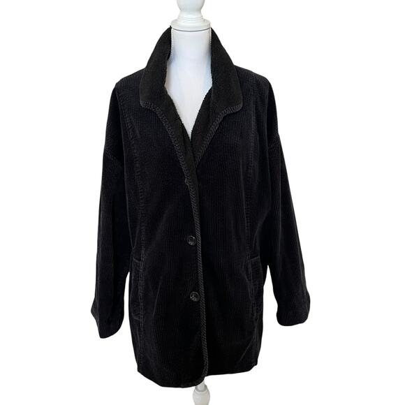 J. Jill Jackets & Blazers - J. Jill Heritage Tumbled Cord Jacket Women's Size XL Black Washed 100% Cotton